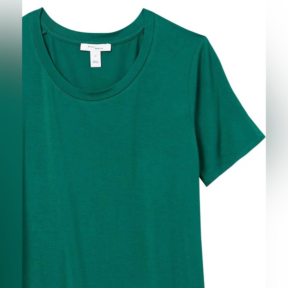 Women's Jersey Standard-Fit Short-Sleeve Crewneck Tunic Dark Emerald Green Small - Picture 5 of 6